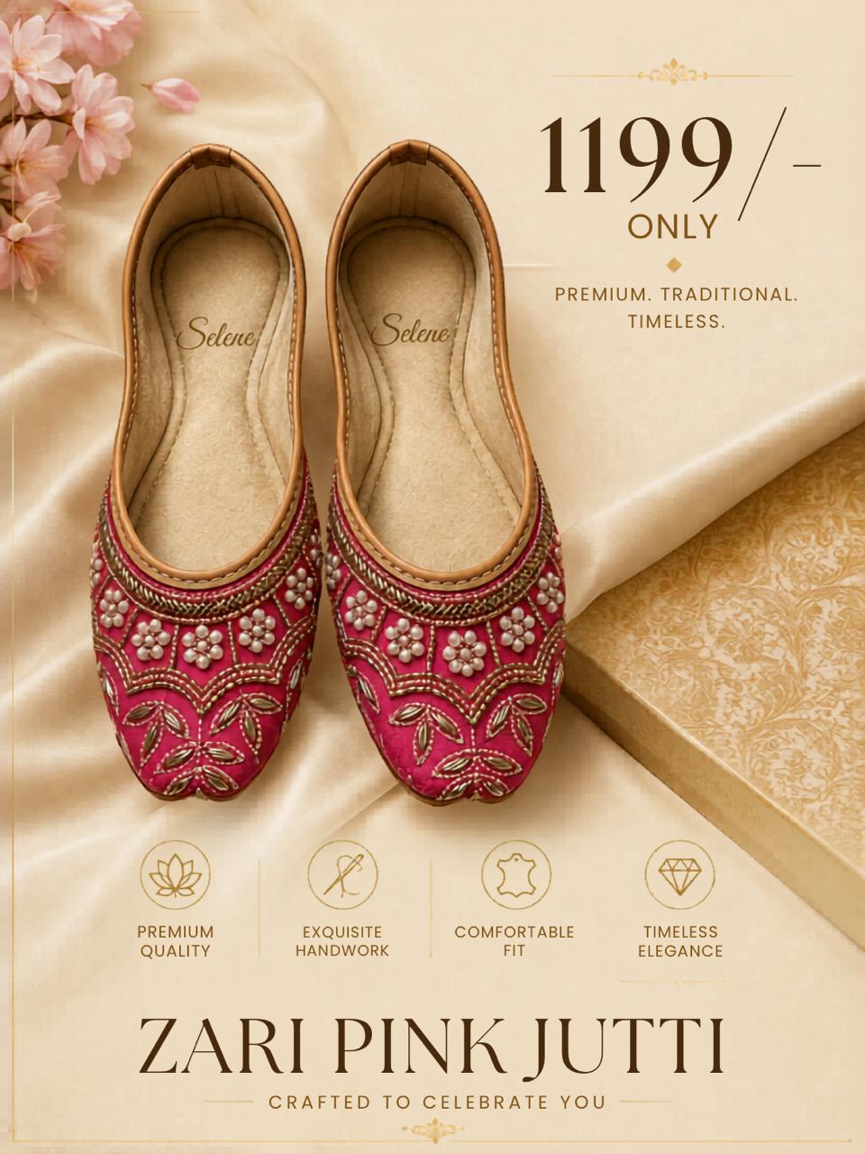 Authentic Zari Pink Jutti