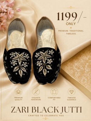 Authentic Zari Black Jutti