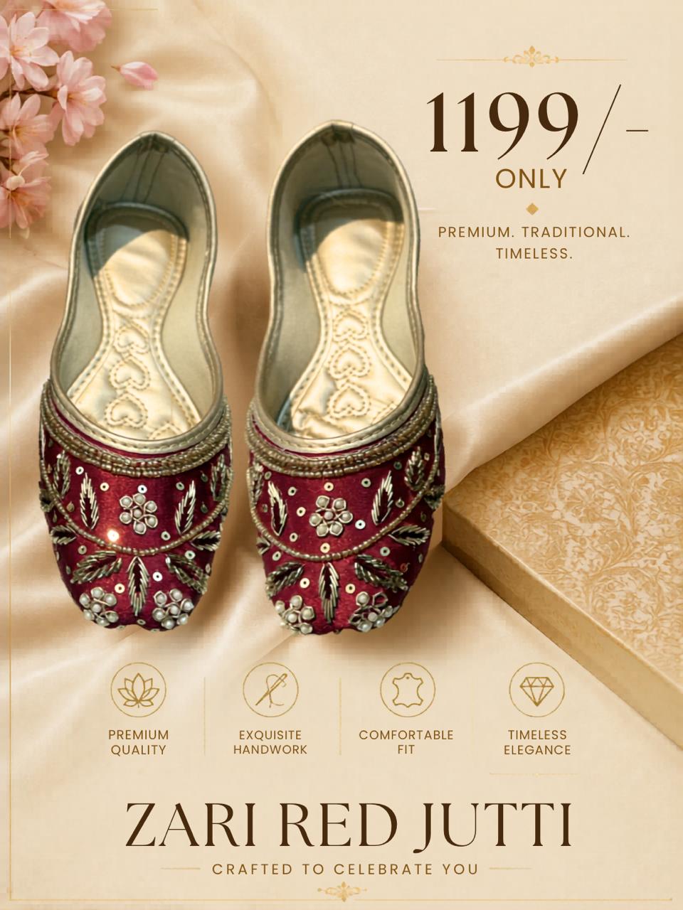 Authentic Zari Red Jutti